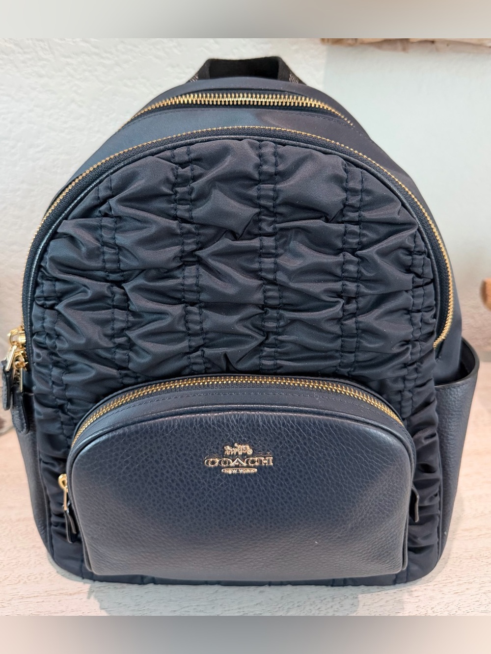 Coach Black Quilted Mini Backpack with Gold Hardware